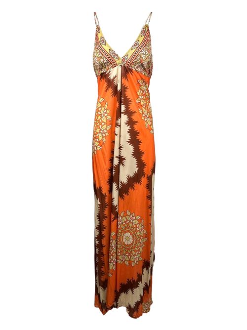 abito donna fantasia atzeca arancio Pahiesa Formentera | VLG2433ARANCIONE MARRONE